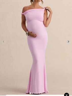 •NWT• Club London Lita Pink Twisted Asymmetric Maternity Maxi Dress